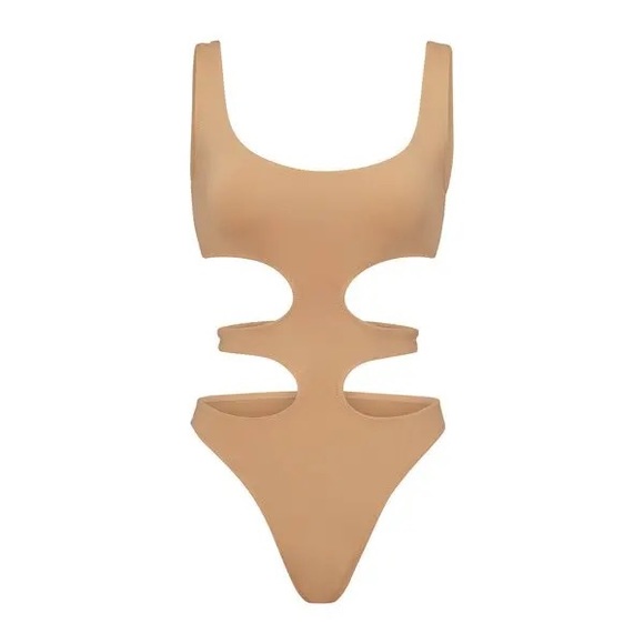NWT SKIMS Ochre Tan Swim Tank Cut Out Monokini Size Small - Picture 2 of 8